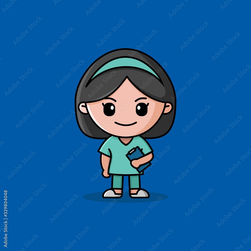 nurse logo with green uniform character mascot nurse logo with green uniform character mascot