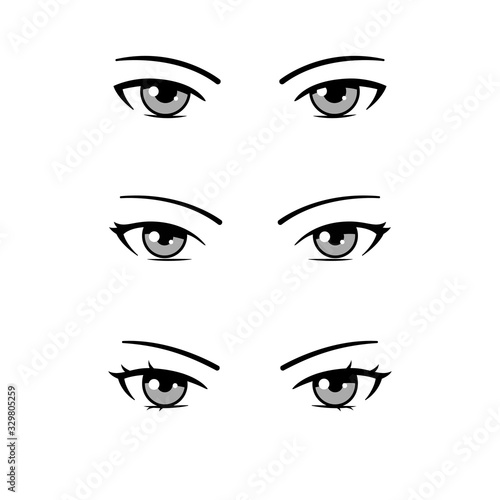 set of eyes isolated on white background