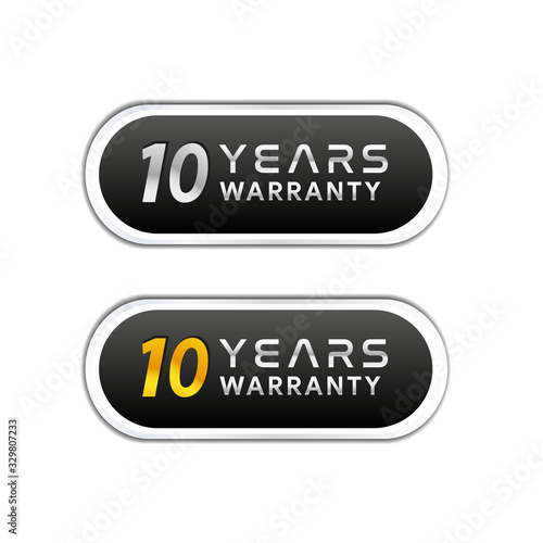 фотографія 10th - tenth Years Warranty golden and silver badge isolated on white background