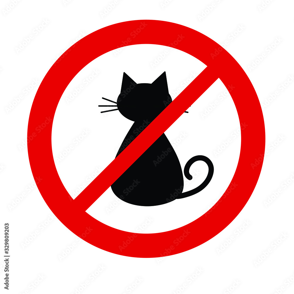 No cat icon prohibited sign. No animal icon. No pets sign. No cat icon prohibited sign. No animal icon. No pets sign.
