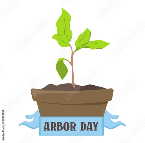 National Arbor Day. Vector Illustration with leaves. Earth Day. Suitable for greeting card, icon, poster, logo and banner. Symbol of arboriculture and forests.	