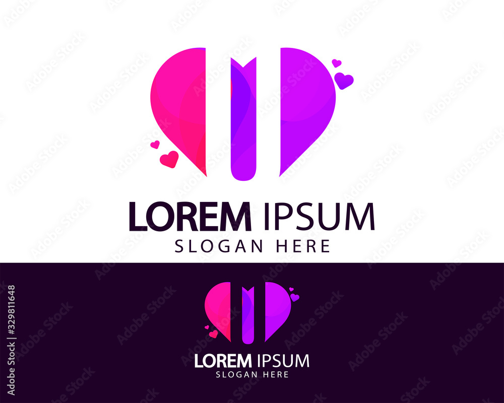 Creative letter U logo design. Colorful love icon and symbol vector template. Logo design elements for your brand identity