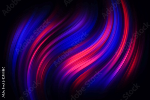 Colorful vivid red pink and blue color abstract light effect illustration texture wallpaper 3D  rendering. Vibrant Color wavy striped pattern for design and background.