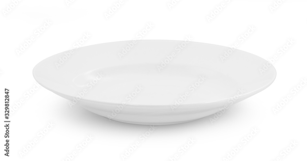 empty white plate on white background empty white plate on white background