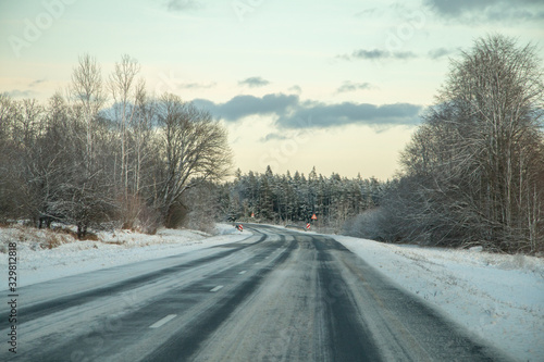 Winter country road in snowy winter day © Zigmar Stein