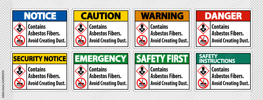 Obraz premium Label Contains Asbestos Fibers,Avoid Creating Dust