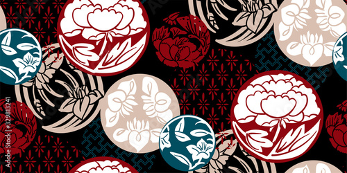 japanese chinese vector design seamless pattern heraldic badge circle