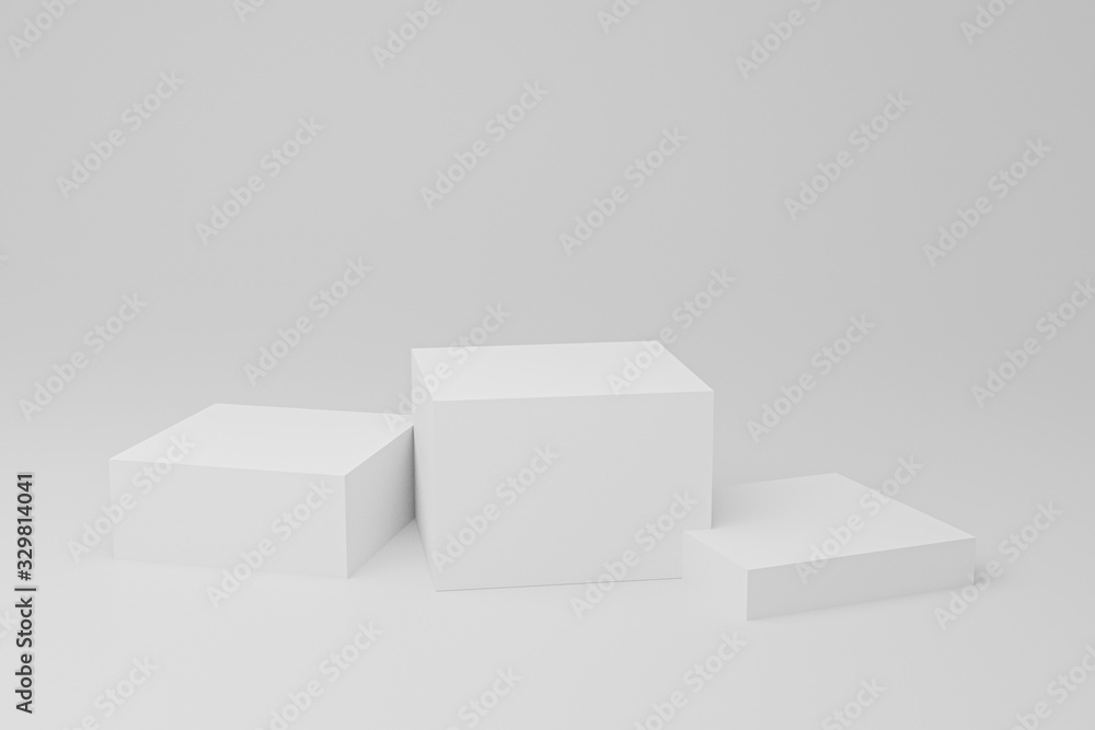 3d rendered illustration with geometric shapes. white cube podium platforms for cosmetic product presentation top light. Abstract composition in modern style. mock up minimal design with empty space 3d rendered illustration with geometric shapes. white cube podium platforms for cosmetic product presentation top light. Abstract composition in modern style. mock up minimal design with empty space