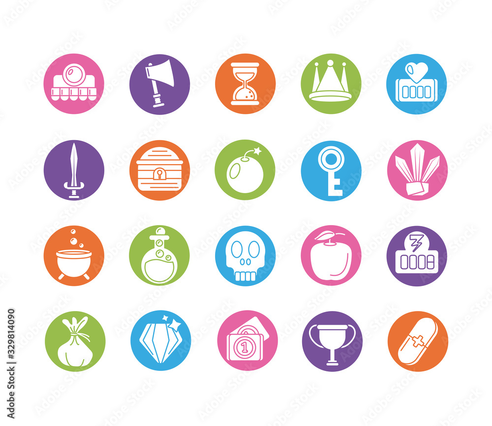 set of icons video game , silhouette style icon set of icons video game , silhouette style icon