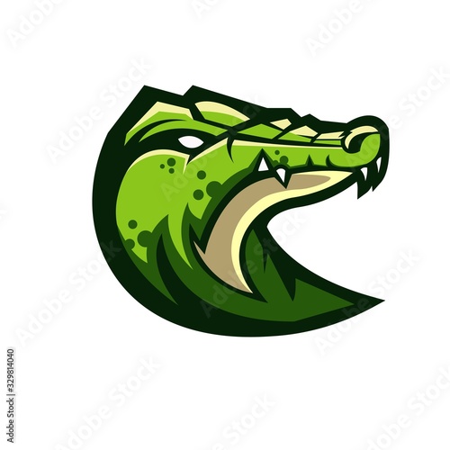 E-sports team logo template with crocodile vector illustration