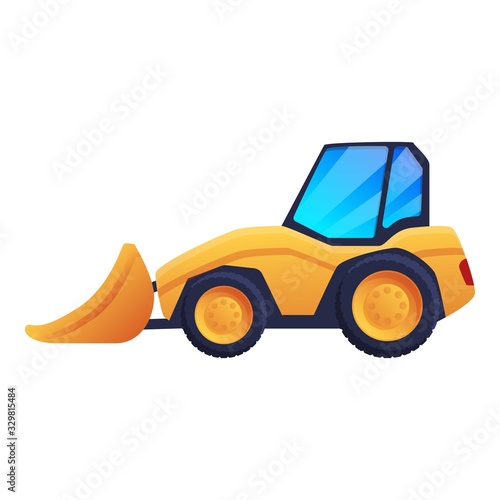 Road repair bulldozer icon. Cartoon of road repair bulldozer vector icon for web design isolated on white background