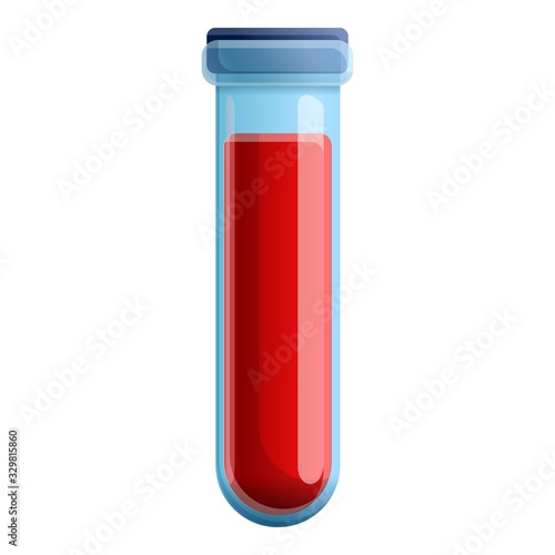 Blood test tube icon. Cartoon of blood test tube vector icon for web design isolated on white background