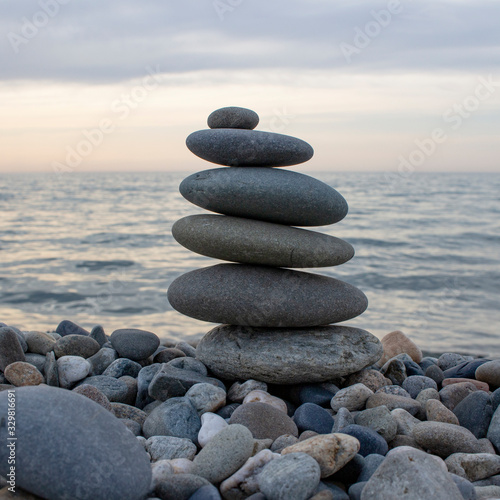 Zen stones on the beach