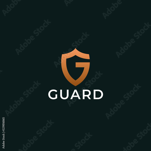 Abstract letter G shield logo design template