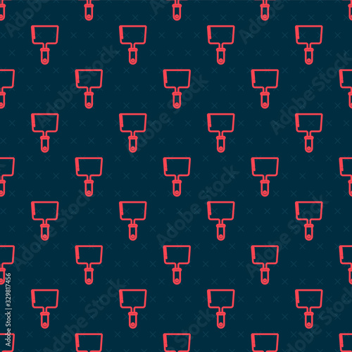 Red line Putty knife icon isolated seamless pattern on black background. Spatula repair tool. Spackling or paint instruments. Vector Illustration