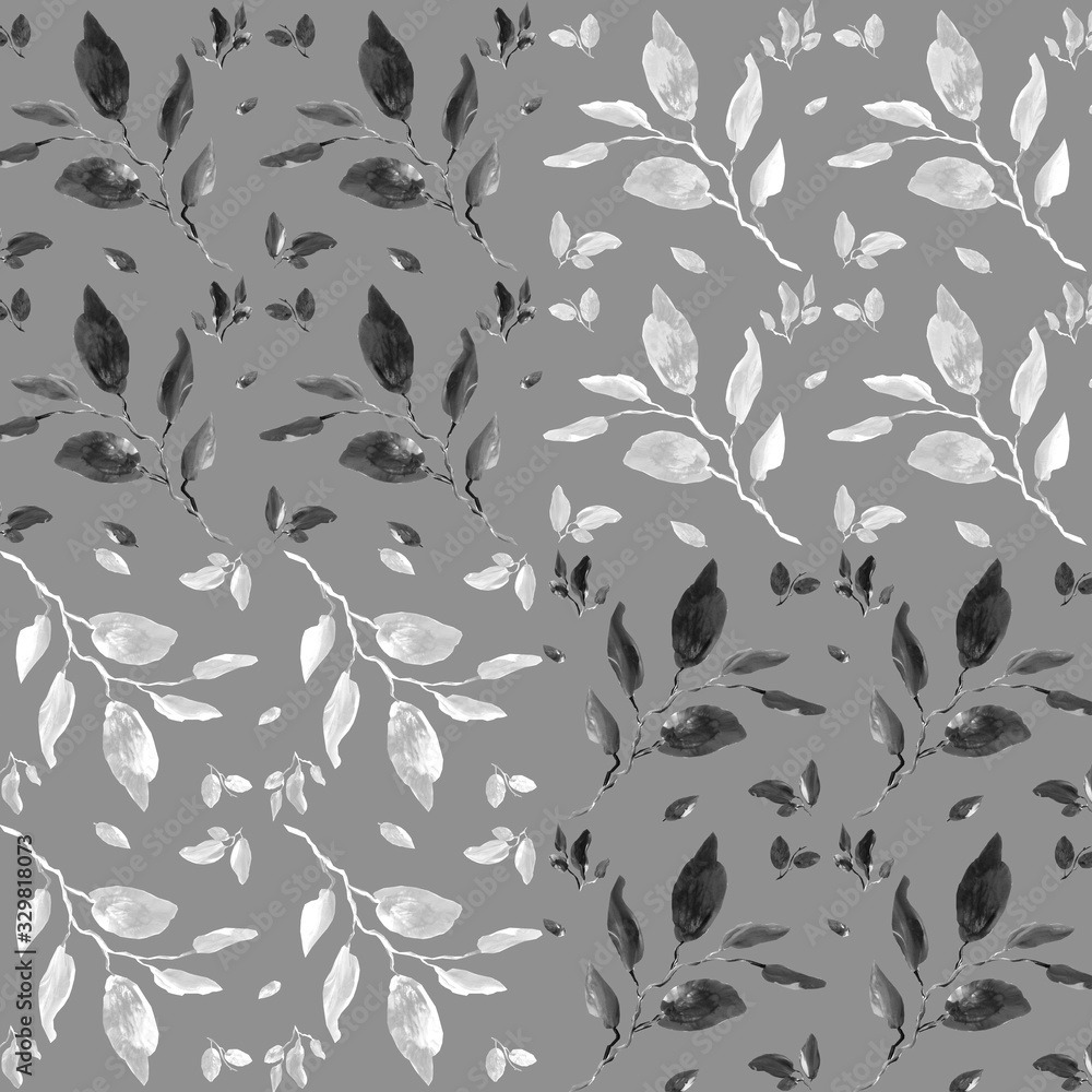 Seamless patterns ink painted leaf patterns Seamless patterns ink painted leaf patterns