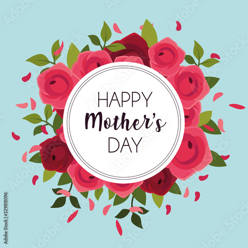 label happy mothers day and flower frame
