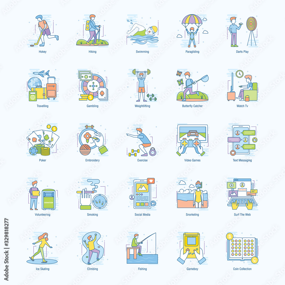 Recreation Activities Flat Icons Pack Recreation Activities Flat Icons Pack