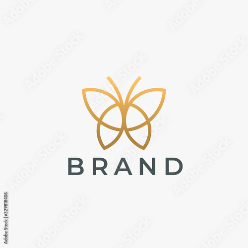 Butterfly logo. Luxury line logotype design. Universal premium butterfly symbol logotype.