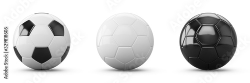 Fototapeta Naklejka Na Ścianę i Meble -  3D rendering Set of  Soccer Balls on white background