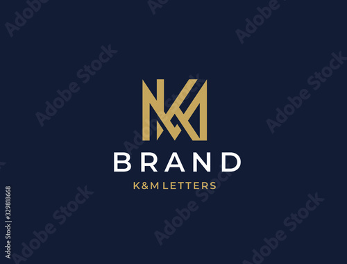 MK or KM. Monogram of Two letters K&W or M&K. Luxury, simple, minimal and elegant MK, KM logo design. Vector illustration template. photo