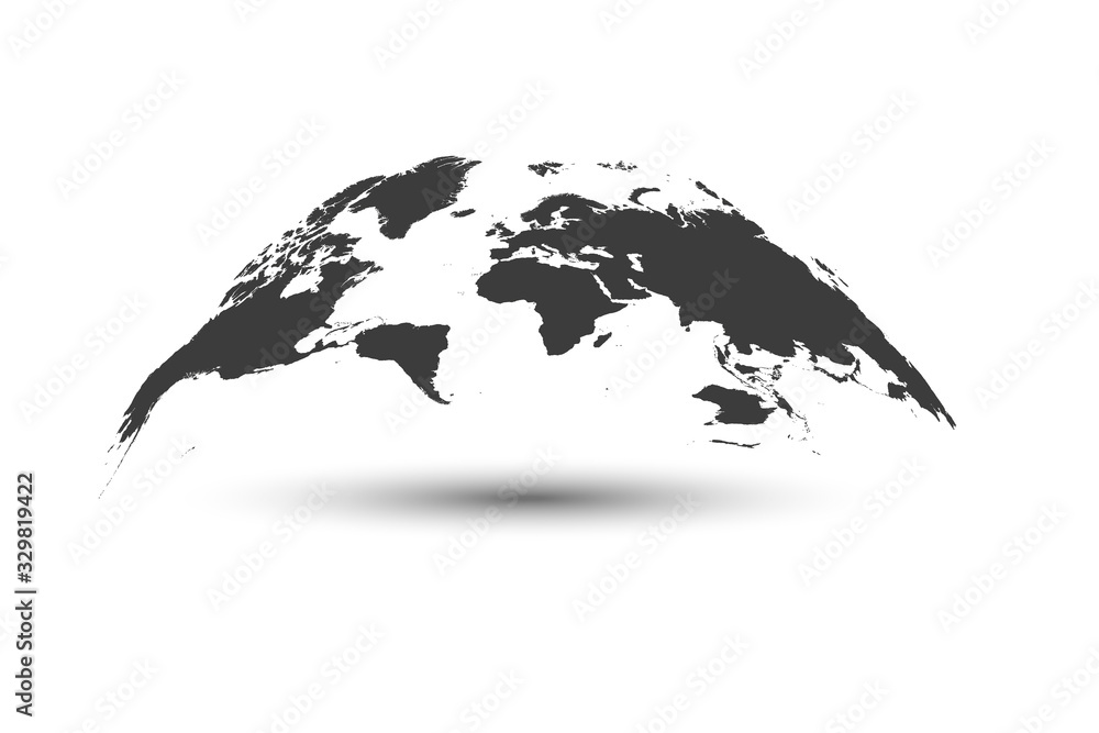 Naklejka premium 3D Globe Map Template Monochrome Design for Education, Science, Web Presentations. Vector Illustration