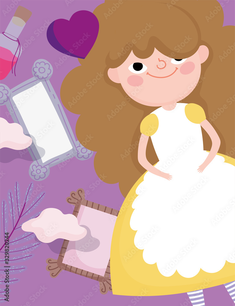cute girl with fragrance heart mirror children character cute girl with fragrance heart mirror children character