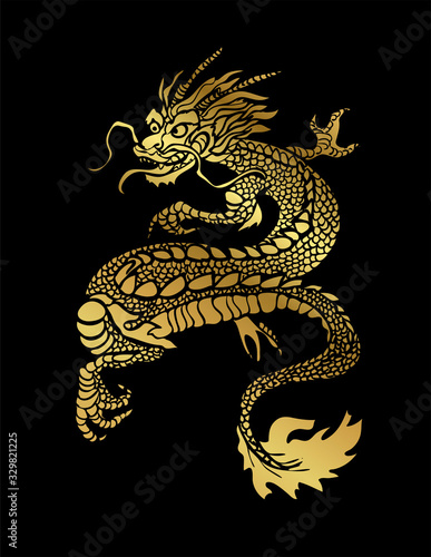 dragon card kimono japanese chinese vector design