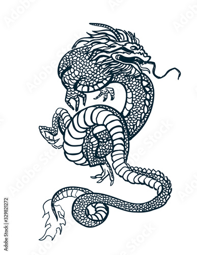 dragon card kimono japanese chinese vector design