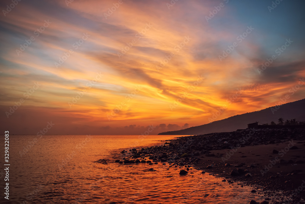 Fototapeta premium Amazing sunrise on Bali island. Indonesia