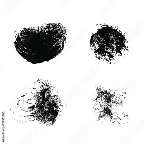 Vector brush spots. Hand drawn brush splash. Real paint strokes. Graphic resources