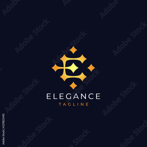 Letter E stars logo icon design template. Business symbol or sign. Luxury logotype. Vector illustration