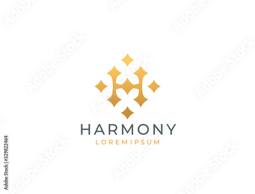 Letter H stars logo icon design template. Business symbol or sign. Luxury logotype. Vector illustration