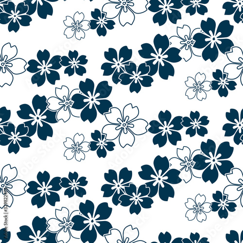 sakura blossom spring oriental japanese chinese vector design seamless pattern