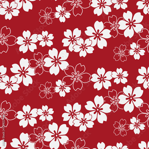 sakura blossom spring oriental japanese chinese vector design seamless pattern