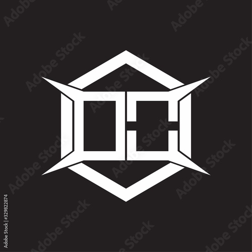DO Logo monogram with hexagon and four taper shape design template