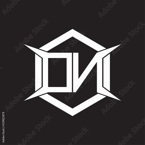 DN Logo monogram with hexagon and four taper shape design template