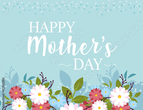 beautiful greeting card with label happy mothers day