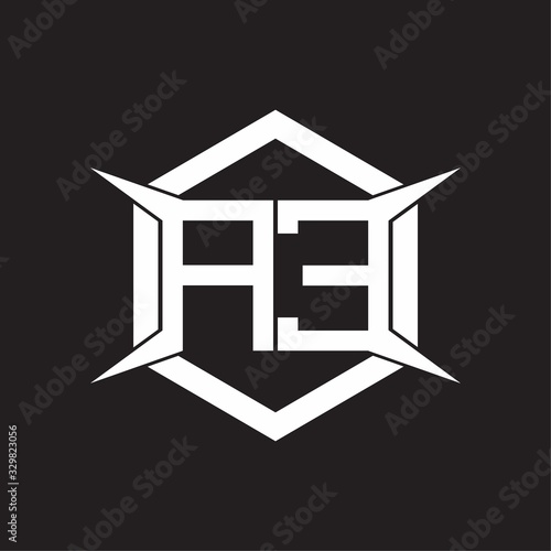 AE Logo monogram with hexagon and four taper shape design template