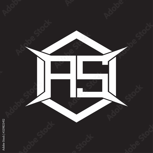 AS Logo monogram with hexagon and four taper shape design template