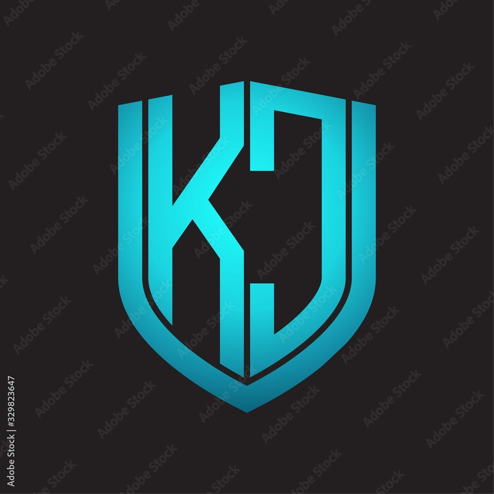 KC Logo monogram with emblem shield design isolated with blue colors on black background KC Logo monogram with emblem shield design isolated with blue colors on black background