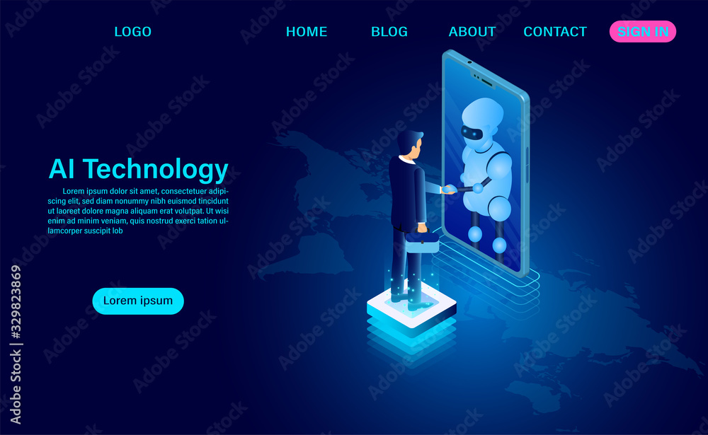 People and robots artificial intelligence work together to develop technology around the world. system analysis. big data processing People and robots artificial intelligence work together to develop technology around the world. system analysis. big data processing