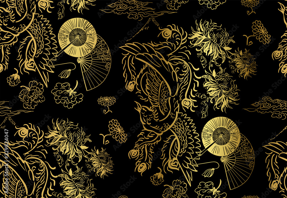 phoenix wallpaper vertical ornate oriental japanese chinese vector