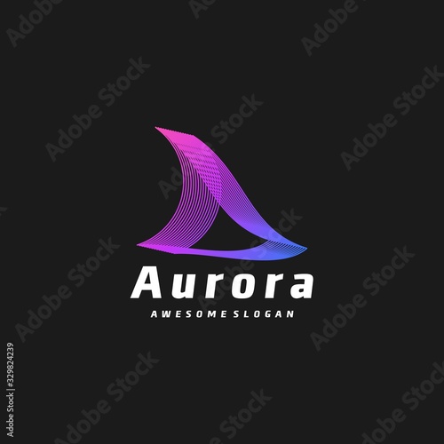 Vector Logo Illustration Aurora Gradient Colorful Style.