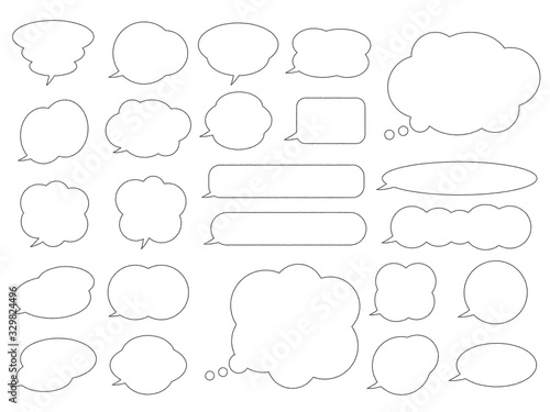 フレームセット＿シンプル吹き出し＿手描風線のみ＿文字なし