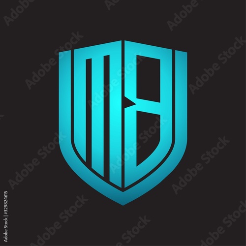 Free Download MB Logo monogram with emblem shield design isolated with blue colors on black background - GFXLoad
