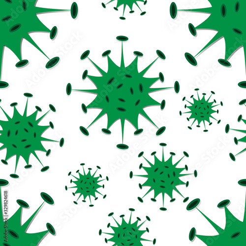 Dangerous chinese Covid-19 coronavirus infection outbreak. Wuhan novel coronavirus 2019-nCoV vector seamless pattern. Concept pandemic risk alert. Virus cell microbe