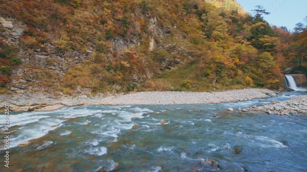 Mountain and River of Kurobe gorge in Autumn Mountain and River of Kurobe gorge in Autumn