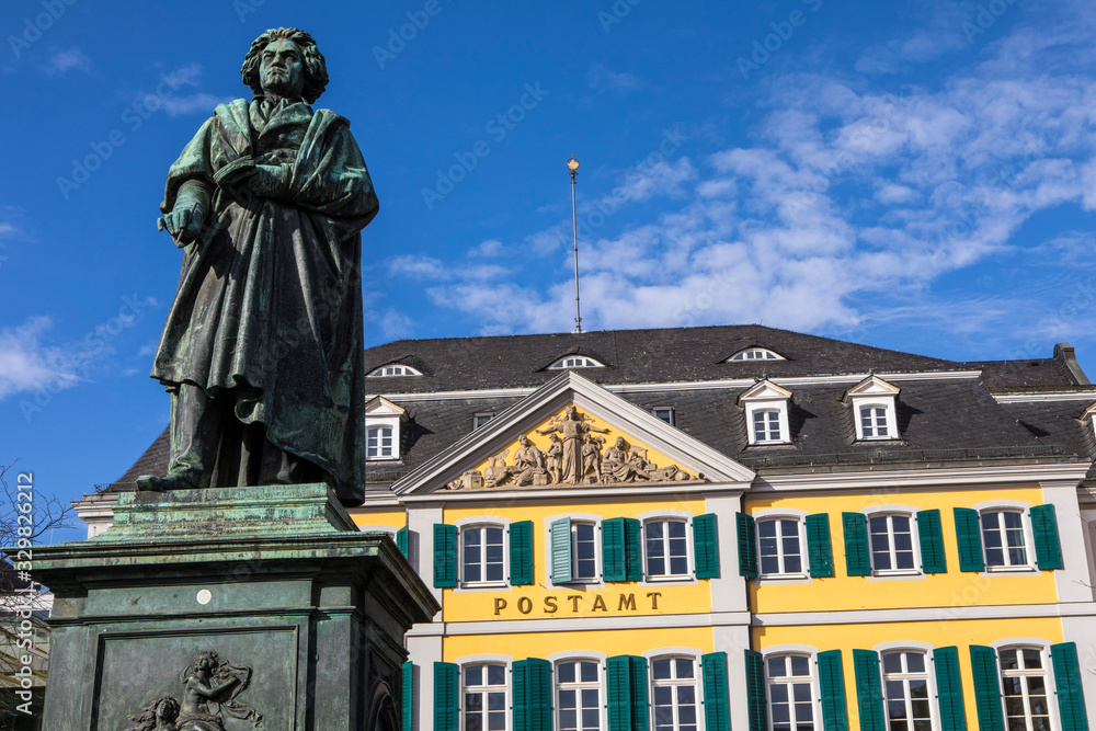 Fototapeta premium Beethoven and Old Post Office Building in Bonn, Germany