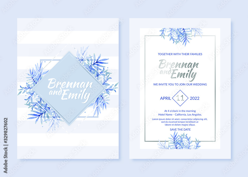 geometric design marriage card with floral details